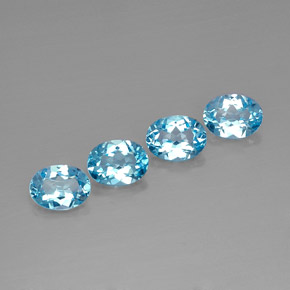 5.67 ct Blue Topaz Stone, Natural Topaz in Oval Facet Shape for Sale