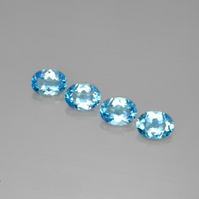 6.06 ct Blue Topaz Gemstone, Topaz Gem in Oval Facet Shape for Sale.