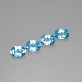 6.06 ct Blue Topaz Stone, Natural Topaz in Oval Facet Shape for Sale