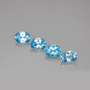6.39 ct Blue Topaz Gemstone, Topaz Gem in Oval Facet Shape for Sale.