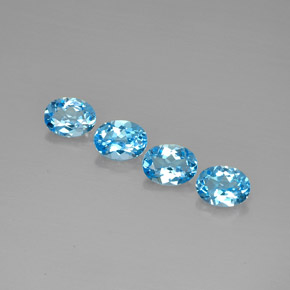 5.83 ct Blue Topaz Gemstone, Topaz Gem in Oval Facet Shape for Sale.