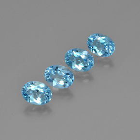 5.93 ct Blue Topaz Gemstone, Topaz Gem in Oval Facet Shape for Sale.