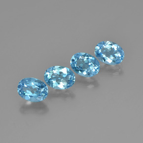 5.78 ctw Blue Topaz Gemstones, Topaz Gems in Oval Facet Shape for Sale.