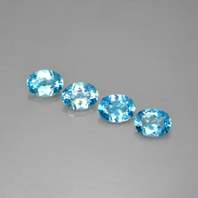 5.98 ct Blue Topaz Gemstone, Topaz Gem in Oval Facet Shape for Sale.