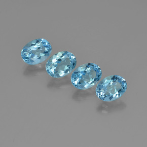 6.41 ctw Blue Topaz Gemstones, Topaz Gems in Oval Facet Shape for Sale.