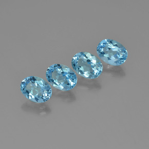 6.41 ctw Blue Topaz Stones, Natural Topaz in Oval Facet Shape for Sale