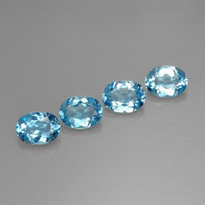 5.95 ct Swiss Blue Topaz Gemstone, Topaz Gem in Oval Facet Shape for Sale.