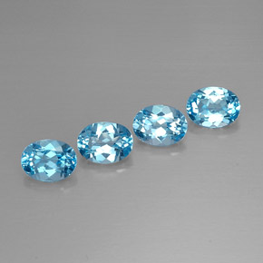 6.14 ct Blue Topaz Stone, Natural Topaz in Oval Facet Shape for Sale
