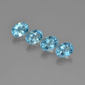 6.36 ct Blue Topaz Gemstone, Topaz Gem in Oval Facet Shape for Sale.