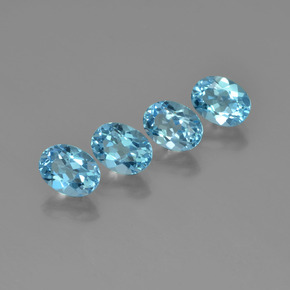 6.36 ct Blue Topaz Stone, Natural Topaz in Oval Facet Shape for Sale