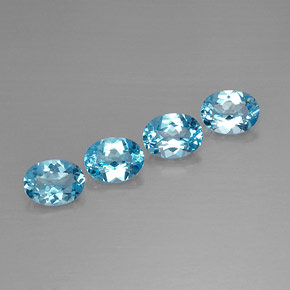 5.56 ct Blue Topaz Stone, Natural Topaz in Oval Facet Shape for Sale