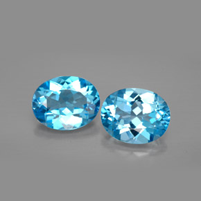 6.10 ct Blue Topaz Stone, Natural Topaz in Oval Facet Shape for Sale