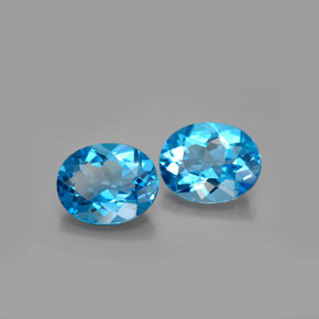 6.45 ct Blue Topaz Stone, Natural Topaz in Oval Facet Shape for Sale