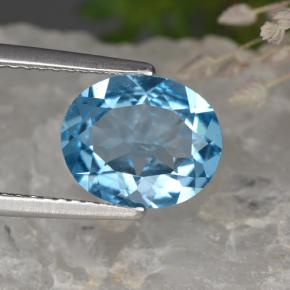 2.35 ct Blue Topaz Gemstone, Topaz Gem in Oval Facet Shape for Sale.