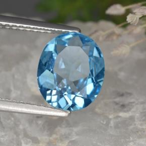 2.35 ct Blue Topaz Stone, Natural Topaz in Oval Facet Shape for Sale