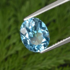 3.10 ct Blue Topaz Stone, Natural Topaz in Oval Facet Shape for Sale