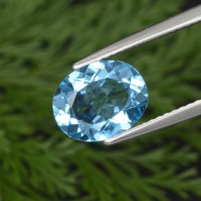 2.69 ct Blue Topaz Gemstone, Topaz Gem in Oval Facet Shape for Sale.