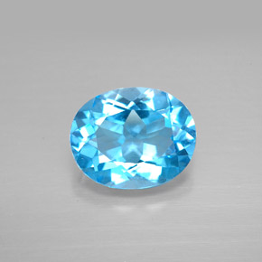 3.18 ct Blue Topaz Gemstone, Topaz Gem in Oval Facet Shape for Sale.
