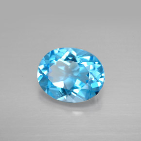 3.18 ct Blue Topaz Stone, Natural Topaz in Oval Facet Shape for Sale