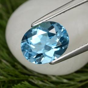 3.09 ct Blue Topaz Gemstone, Topaz Gem in Oval Facet Shape for Sale.