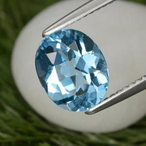 3.09 ct Blue Topaz Stone, Natural Topaz in Oval Facet Shape for Sale