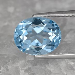 3.32 ct Blue Topaz Gemstone, Topaz Gem in Oval Facet Shape for Sale.