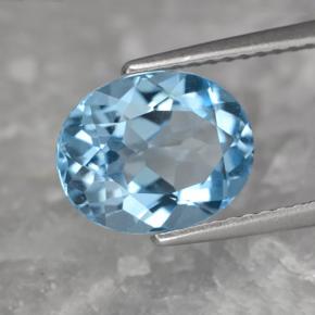 3.32 ct Blue Topaz Stone, Natural Topaz in Oval Facet Shape for Sale