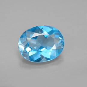 2.56 ct Blue Topaz Gemstone, Topaz Gem in Oval Facet Shape for Sale.