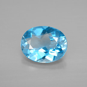 2.56 ct Blue Topaz Stone, Natural Topaz in Oval Facet Shape for Sale