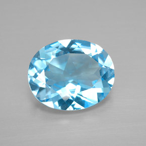 3.36 ct Blue Topaz Gemstone, Topaz Gem in Oval Facet Shape for Sale.