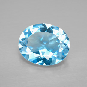 3.36 ct Blue Topaz Stone, Natural Topaz in Oval Facet Shape for Sale