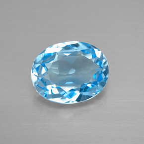 3.21 ct Blue Topaz Gemstone, Topaz Gem in Oval Facet Shape for Sale.