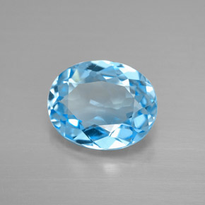 3.21 ct Blue Topaz Stone, Natural Topaz in Oval Facet Shape for Sale