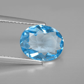 2.87 ct Blue Topaz Stone, Natural Topaz in Oval Facet Shape for Sale