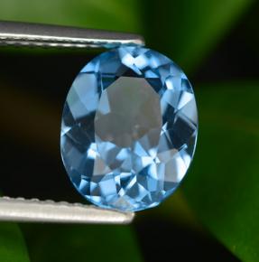 3.07 ct Blue Topaz Stone, Natural Topaz in Oval Facet Shape for Sale