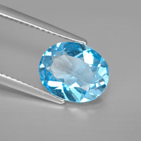 2.73 ct Blue Topaz Stone, Natural Topaz in Oval Facet Shape for Sale