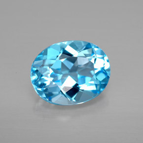 3.50 ct Blue Topaz Gemstone, Topaz Gem in Oval Facet Shape for Sale.