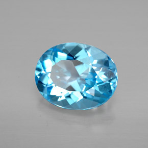 3.50 ct Blue Topaz Stone, Natural Topaz in Oval Facet Shape for Sale