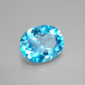 3.09 ct Blue Topaz Stone, Natural Topaz in Oval Facet Shape for Sale
