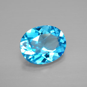 2.84 ct Blue Topaz Gemstone, Topaz Gem in Oval Facet Shape for Sale.