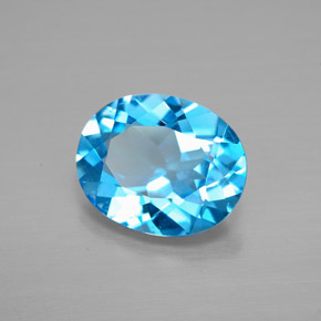 2.84 ct Blue Topaz Stone, Natural Topaz in Oval Facet Shape for Sale