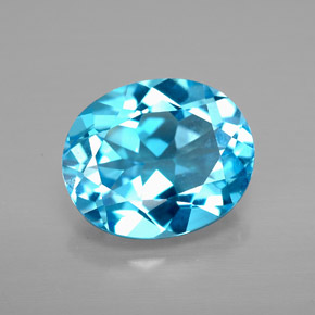 4.17 ct Blue Topaz Gemstone, Topaz Gem in Oval Facet Shape for Sale.