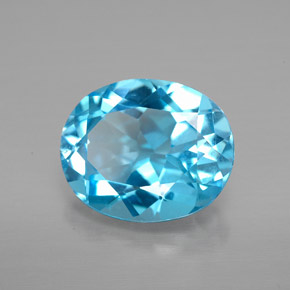 4.17 ct Blue Topaz Stone, Natural Topaz in Oval Facet Shape for Sale