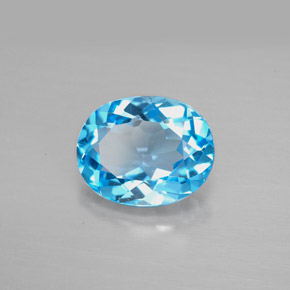 3.01 ct Blue Topaz Stone, Natural Topaz in Oval Facet Shape for Sale