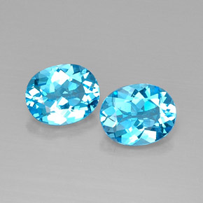 6.47 ct Blue Topaz Gemstone, Topaz Gem in Oval Facet Shape for Sale.