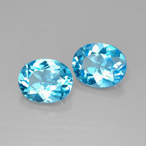 6.47 ct Blue Topaz Stone, Natural Topaz in Oval Facet Shape for Sale