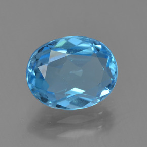 2.26 ct Blue Topaz Stone, Natural Topaz in Oval Facet Shape for Sale