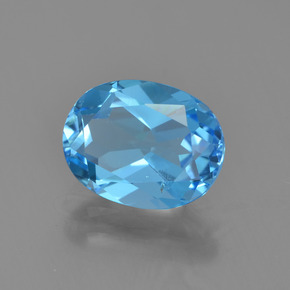 2.31 ct Blue Topaz Stone, Natural Topaz in Oval Facet Shape for Sale