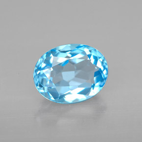 2.50 ct Blue Topaz Gemstone, Topaz Gem in Oval Facet Shape for Sale.