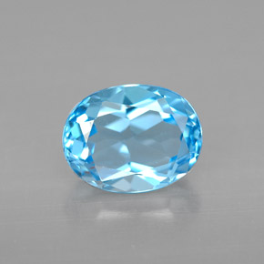 2.46 ct Swiss Blue Topaz Gemstone, Topaz Gem in Oval Facet Shape for Sale.